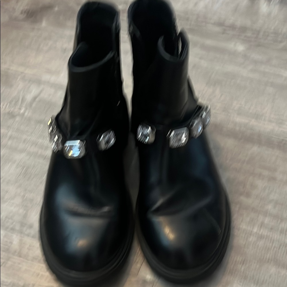 Target Black Ankle Boots with Crystal Embellishments